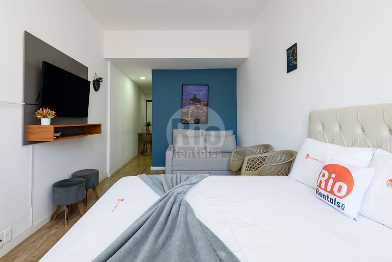 Flat com vista deslumbrante para praia de Copa!