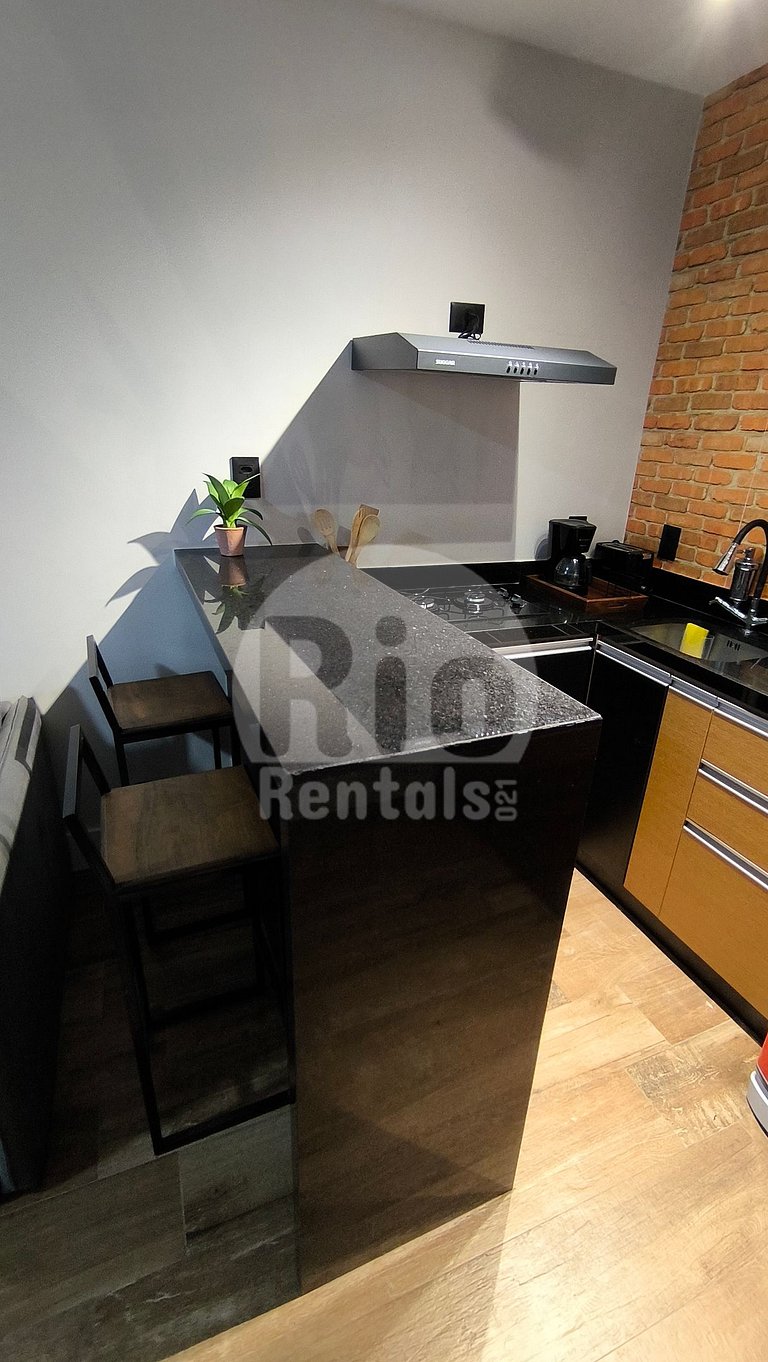 Studio com vista para a praia de Copacabana