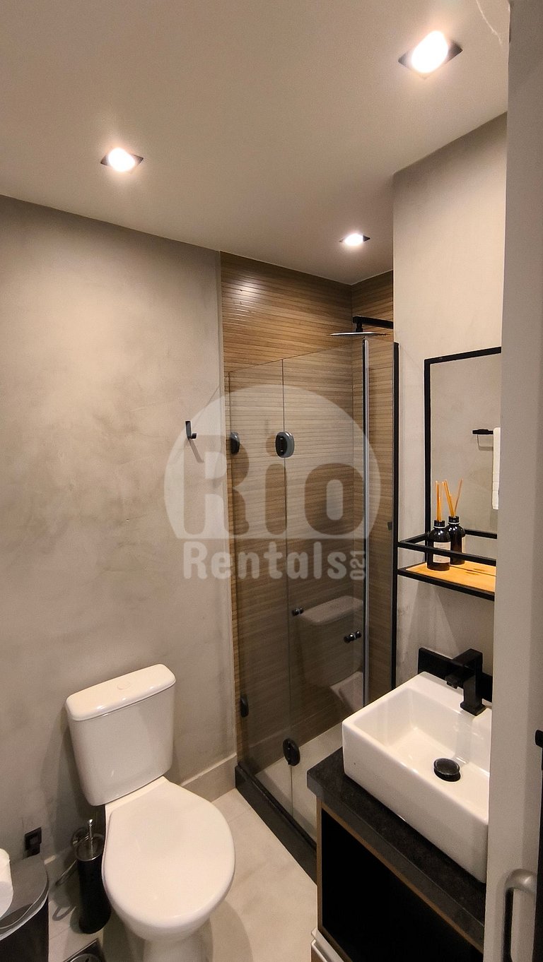 Studio com vista para a praia de Copacabana